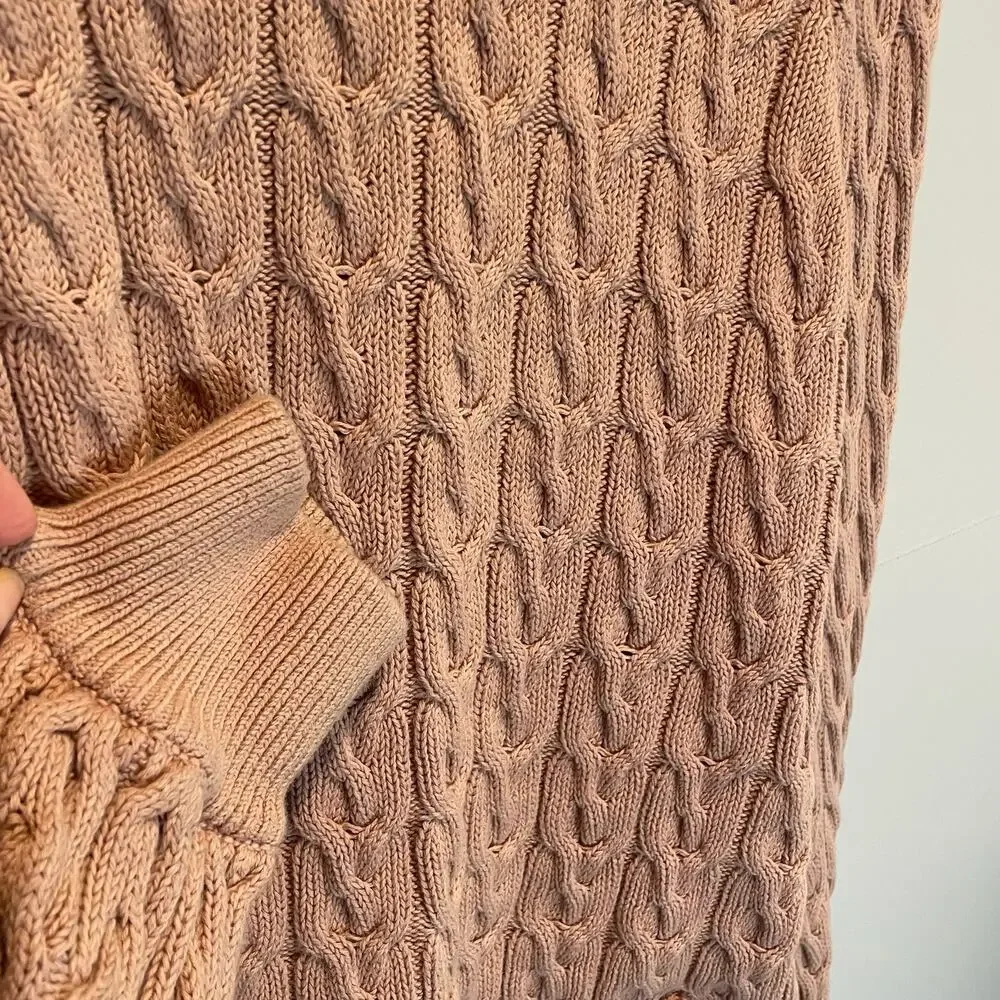 J. Crew Tan Relaxed Fit Cable Knit Sweater - size Small
